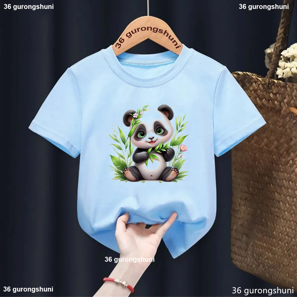 

Cute Green Plants Panda, Tiger, Hedgehog Animal Prints Tshirt Kids Summer Fashion Boys Tshirt Funny Boys Girls Clothes Tees Tops