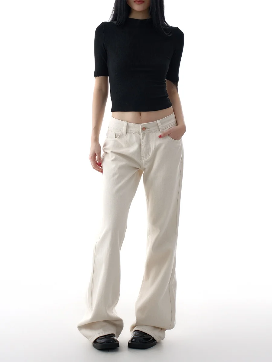 

Американские джинсы-колокольчики с низкой талией, женские эластичные утягивающие брюки, повседневные хлопковые эластичные джинсовые брюки, осенняя мода