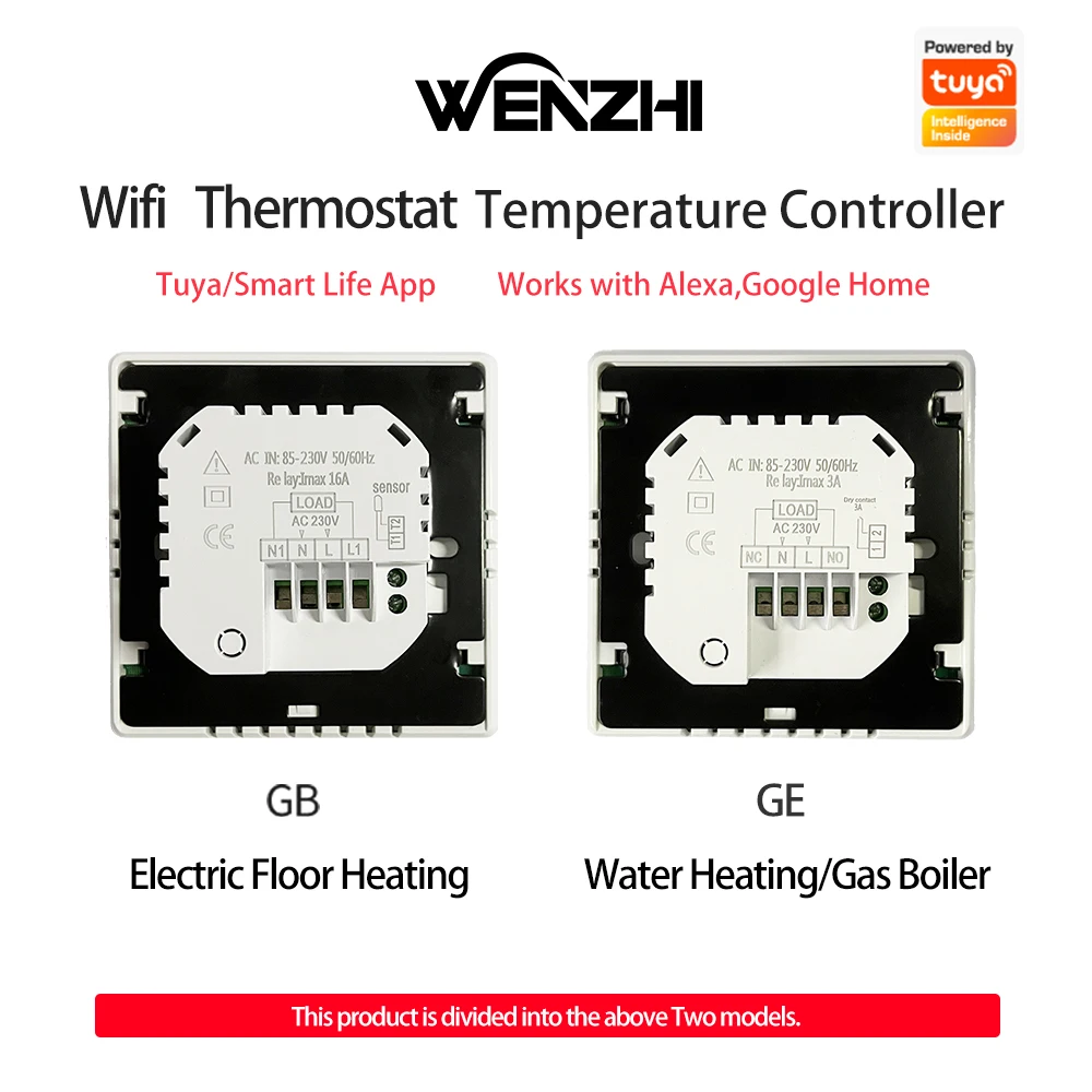 Termostato WiFi para calefacción de suelo, controlador de temperatura de agua/eléctrica, caldera de Gas GB/GE, Smart Life, Control Tuya, Alexa y