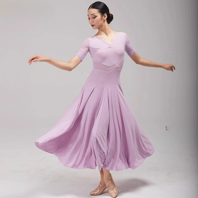 

Short Sleeve Ballroom Dancing Foxtrot Dance Dress Female Waltz Dress Dancing Clothes Tango Costumes Rumba Competition Dress