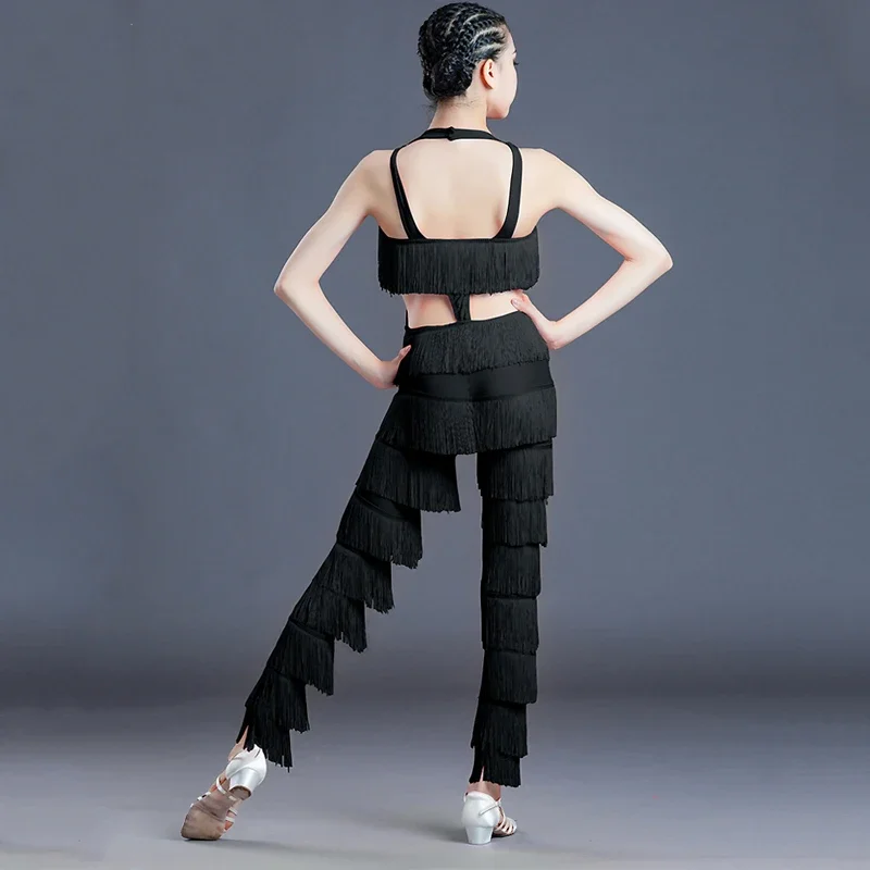 ファッションラテンダンスの服女の子ラテンフリンジトップパンツ子供サルサタンゴチャチャ社交ダンスパフォーマンス衣装 SL4281