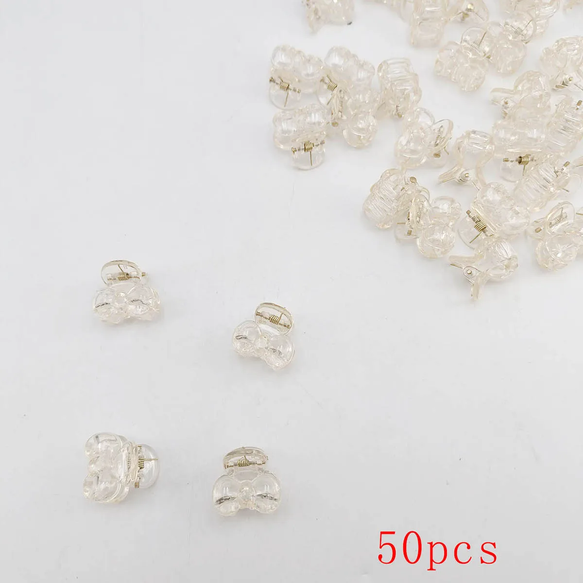 10/20/50/100 PCS Haarklammern für Frauen 2 cm kleiner Bogen Schwarz Braun Transparenter Kunststoff Mini Haarnadel Haarspangen Haarzubehör – Detail 11