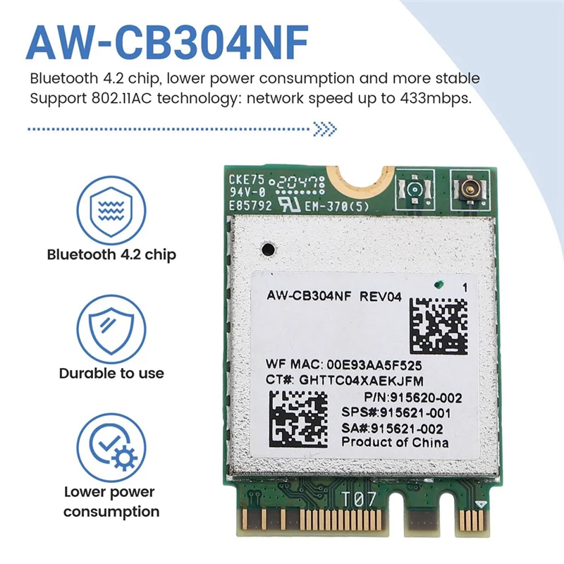 

Bluetooth4.2 2,4G/5Ghz RTL8821CE AW-CB304NF Wi-Fi карта + комплект антенны 2X10DB 433 Мбит/с 802.11AC беспроводной модуль IPC для ноутбука