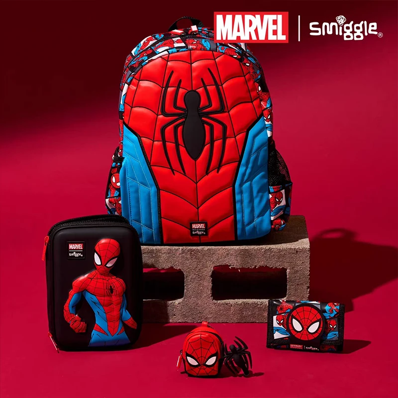 Marvel Smiggle School Bag Superhero Boys Backpack Iron Man Spiderman Student 6-12 Years Old Lightweight Load-reducing Backpack