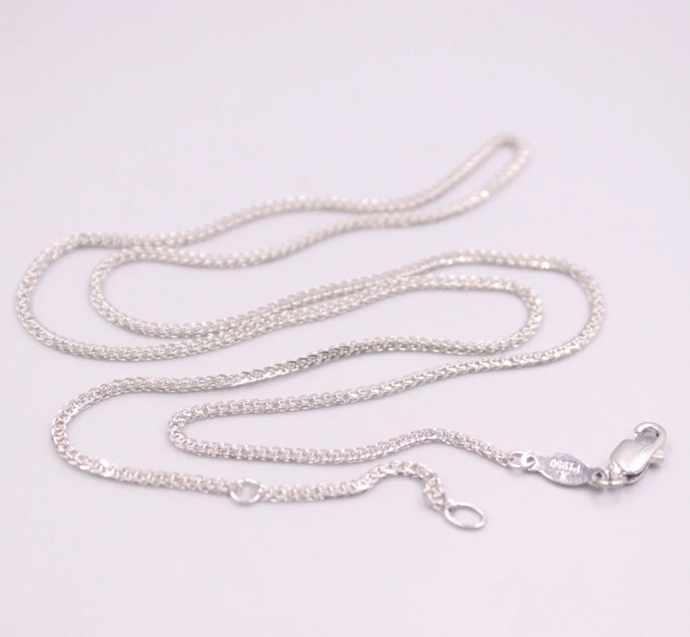 

Real PT950 Pure Platinum 950 Chain Women Lucky 1mm Wheat Adjust Necklace 4.2g /45cm