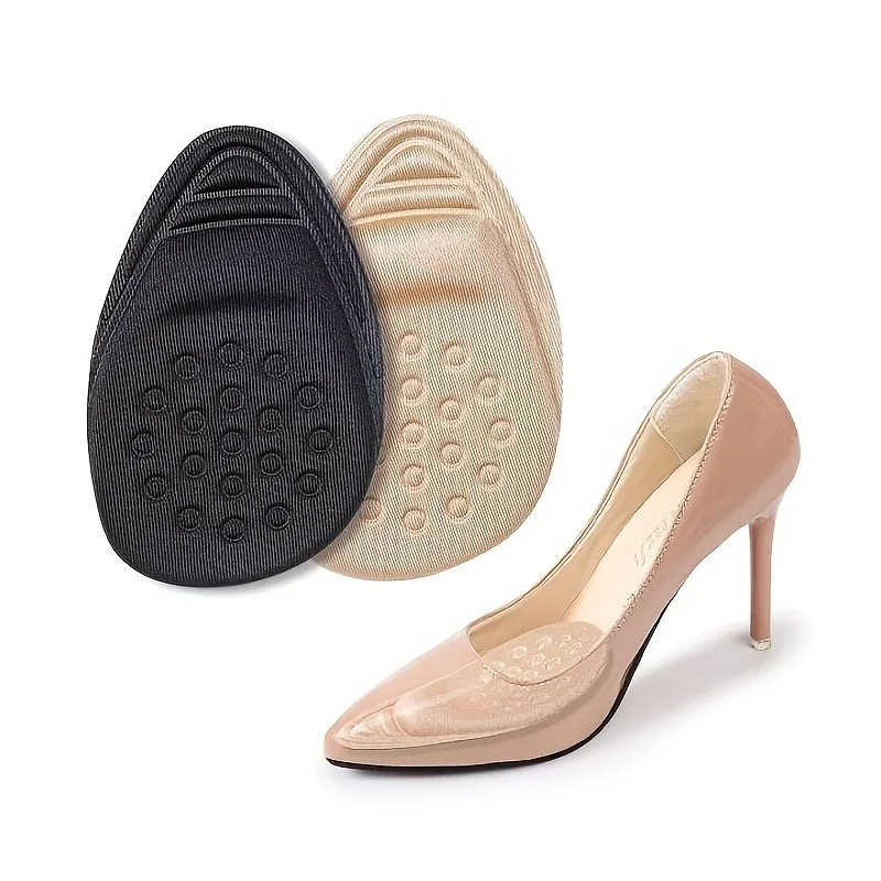 2 Pairs Soft Breathable Toe Filler Insoles for High Heels, Adjustable Front Shoe Inserts, Anti-Chafing Half Size Pads for Women