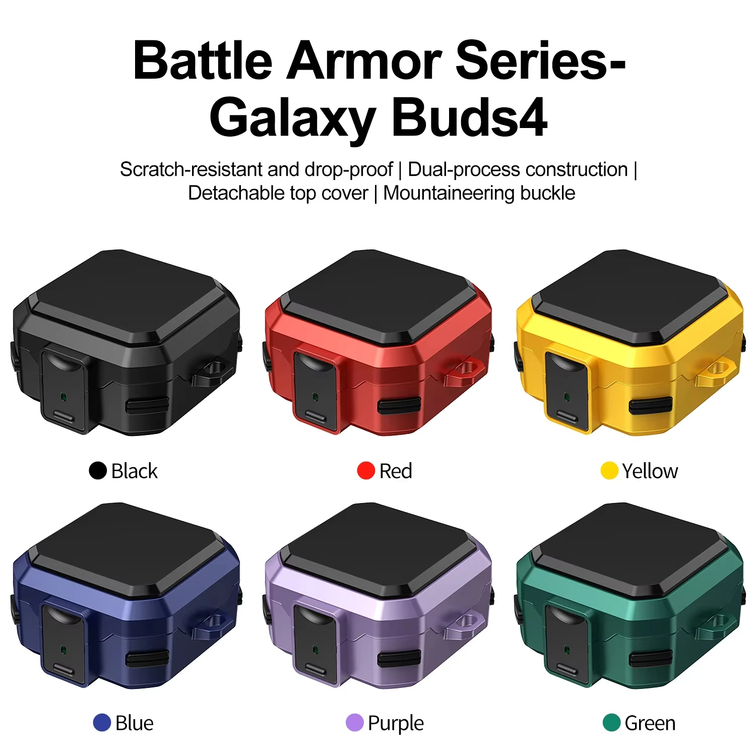 

NEW Multiple Colors Secure Lock Buckle Shockproof Earphone Protective Case for Samsung Galaxy Buds 4 Pro Rugged Charging Case