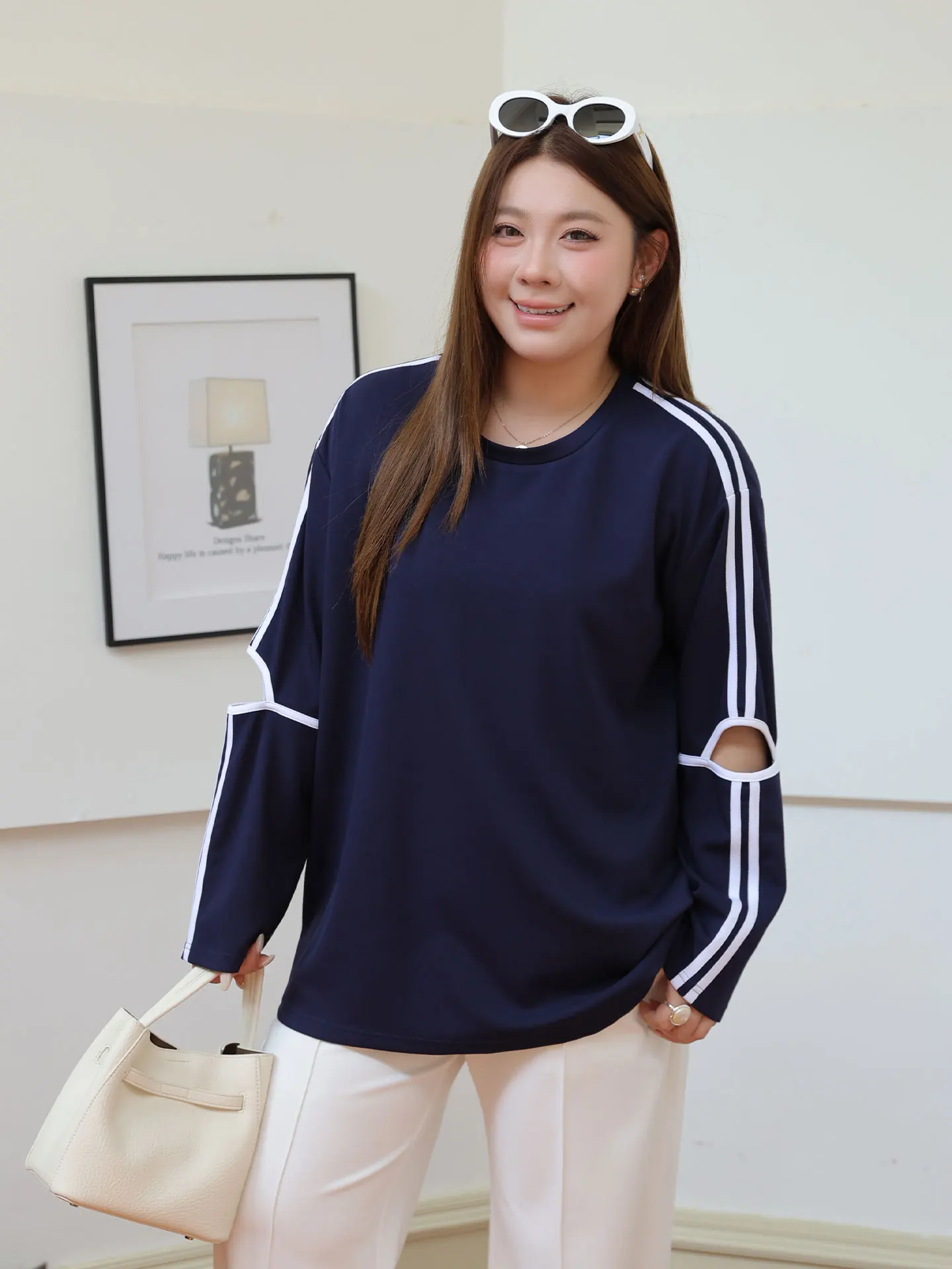 

plus Size Women's T-irt Hollow out Long Sve Loose Fit Casual Sle Spring New Arrival Air Layer Big Code Top for plus Size