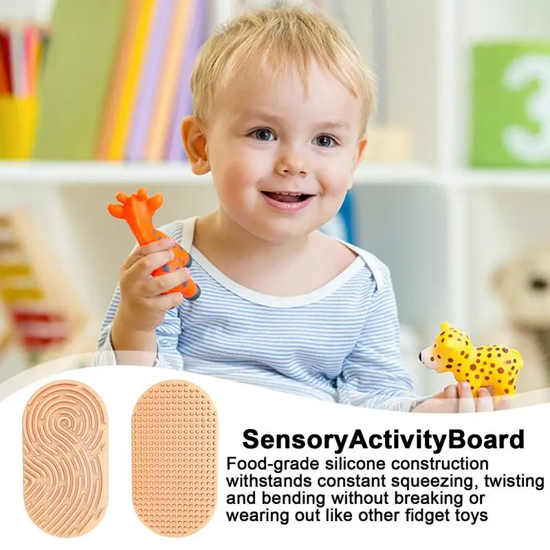 Sensory Activity Board Double-Sided Fidget Board Raised Pattern Silicone Fidget Toy Kids Travel Activities Enhance Fine Motor