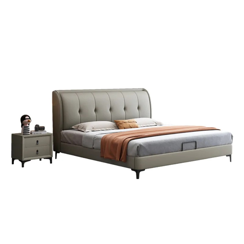 

Leather bed, modern, simple, leather bed 1.8 meters, master bedroom, wedding bed