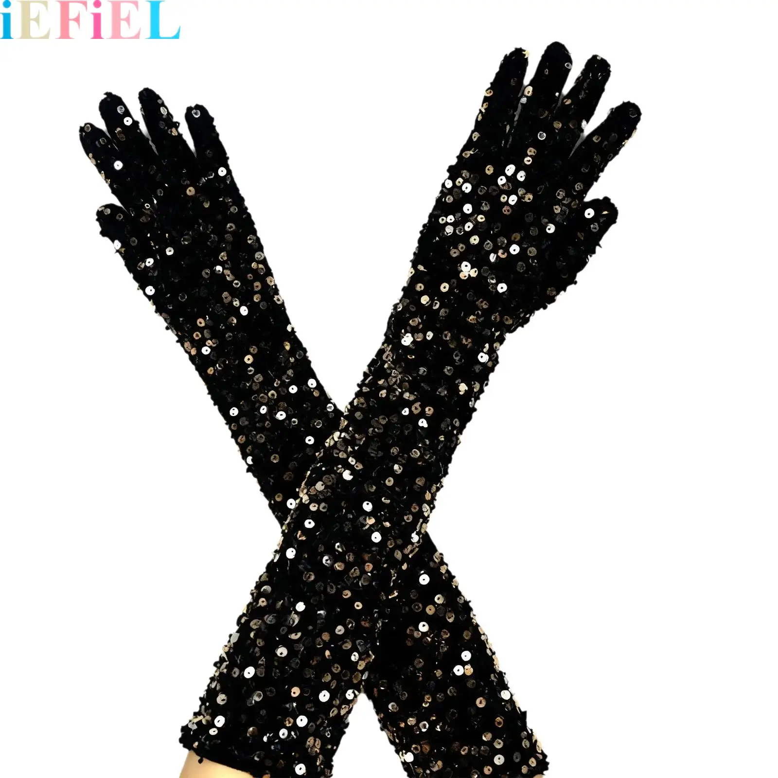 

Women Elbow Length Sequin Opera Gloves Sparkly Long Thicken Gloves for Evening Wedding Prom Dance Party