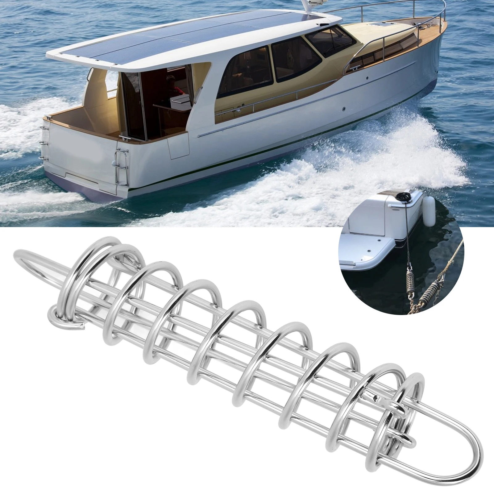 270mm/10.63in Boat Docking Mooring Spring 304 Stainless Steel Damper Snubber Springs for Boat Yacht Accessories