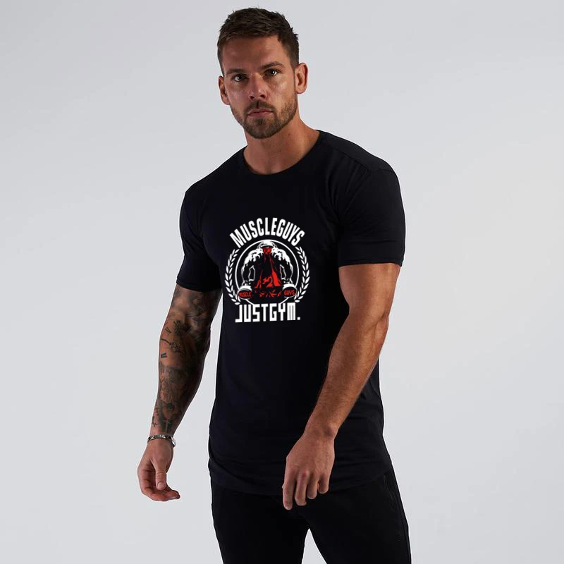 Mens Casual Cotton Running Short Sleeve Shirts Summer Breathable Slim Fit  Fitness Sport T-shirts Gym Bodybuilding Workout Tops