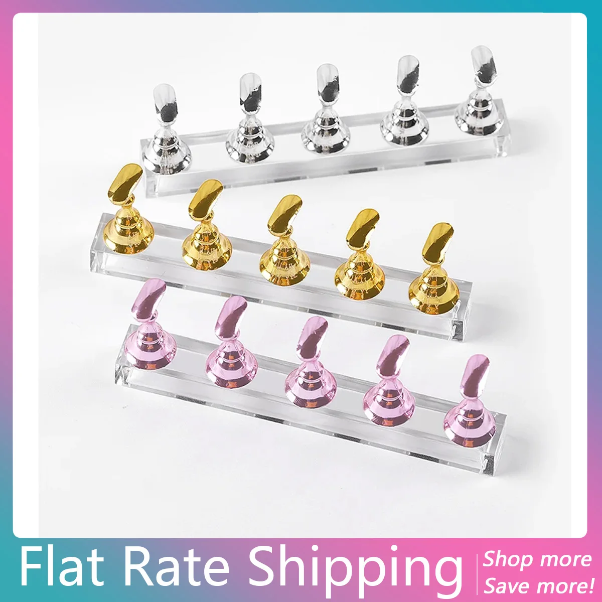 

1 Set Magnetic False Nail Tips Practice Trainning Display Stand Holder Base Alloy Crystal Nail Art Polish Display Manicure Tools