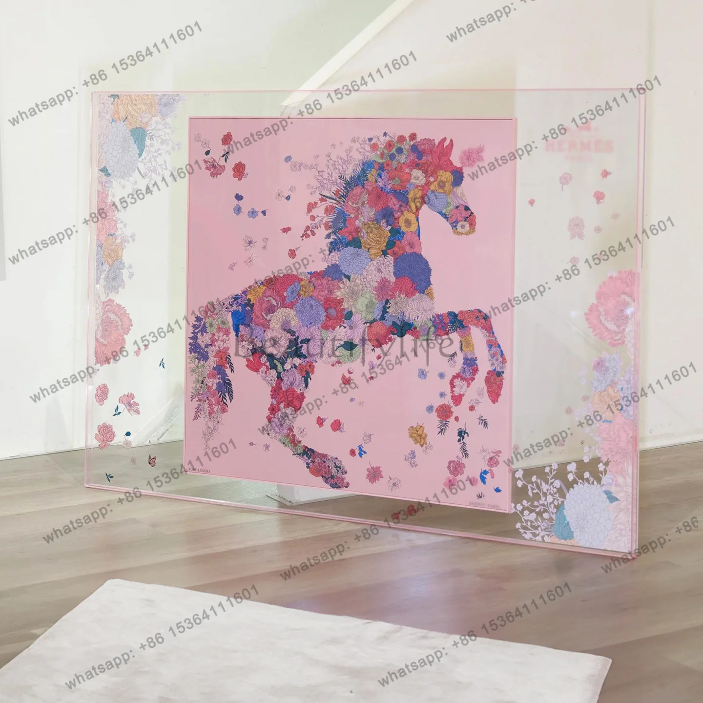 LJY French light luxury restaurant high-end silk scarf decorative painting modern living room