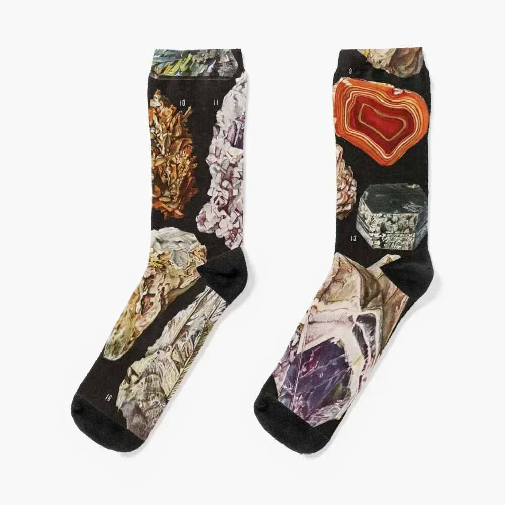 

J. Vesque - Mineraux - Vintage french geology illustration 1921 Socks Heating sock hip hop Socks Girl Men's