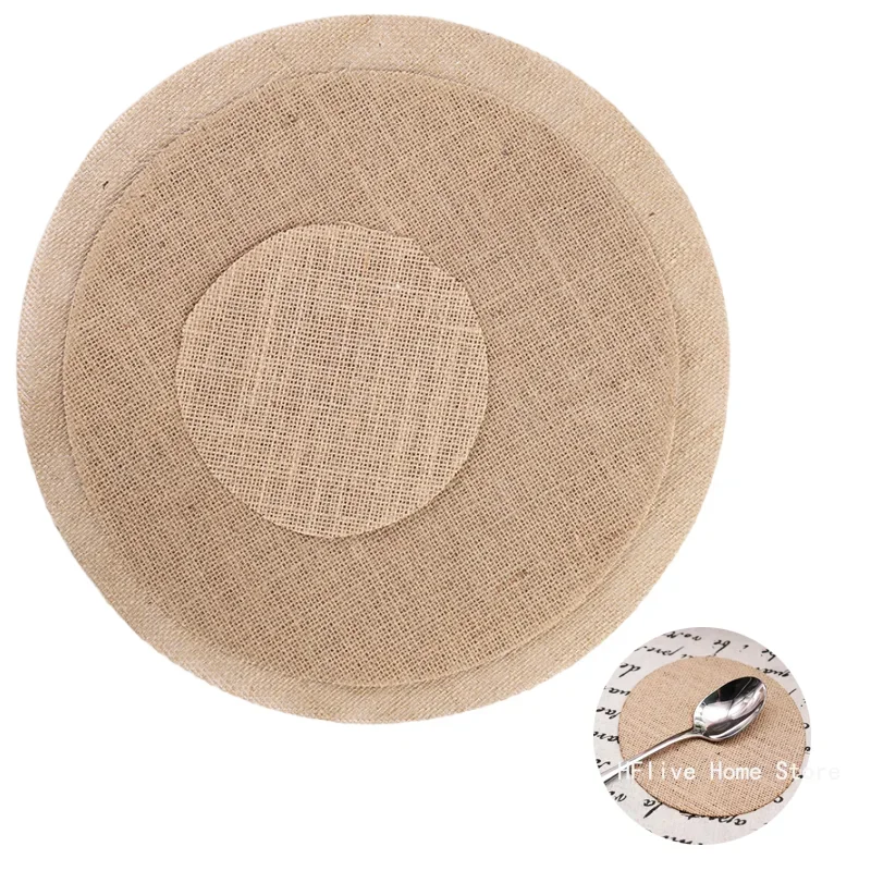 Round Square Natural Jute Linen Placemats Non-Slip Burlap Pad for Wedding Home Party Christmas Decor Photo Prop Table Mat