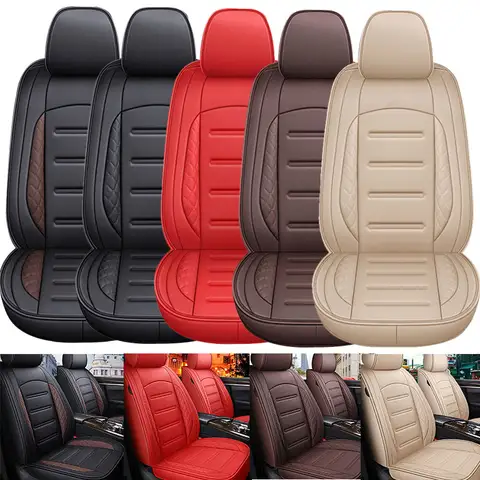 Coprisedili per auto universali in pelle PU a 5 posti Set completo Cuscino per sedile anteriore posteriore Protezione antigraffio per SUV berlina, senza cuscino