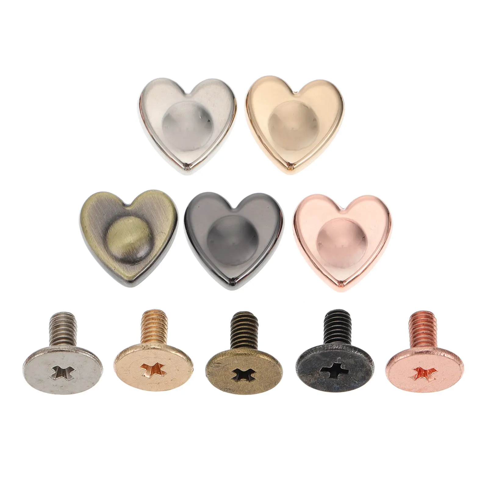 

20 шт. металлических заклепок в форме сердца для рукоделия, декора сумок и кошельков, пришивные, плоские, с винтовым креплением
