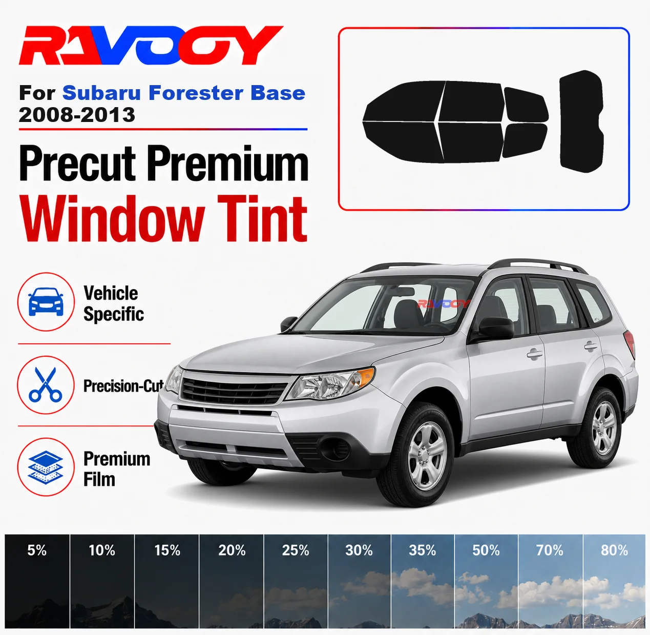 

Premium Precut Window Tint Kit Front Rear Windows Rear Windshield For Subaru Forester Base 2008-2013 Car Solar Nano Ceramic Film