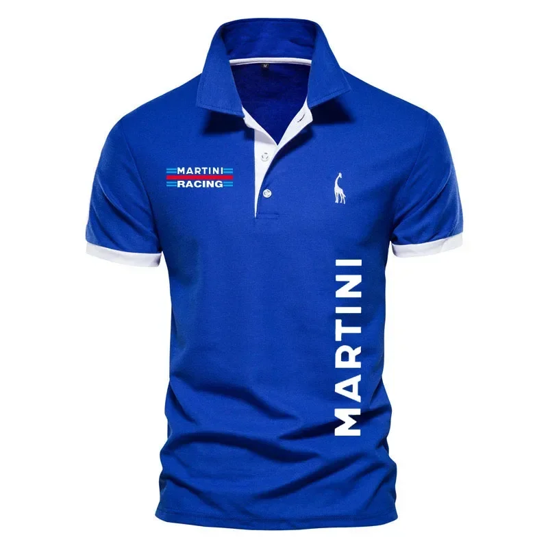 Brand cotton Polo Shirt For Men Martini Racing print high quality outdoor sports men's shirt Color contrast design lapel T-shirt