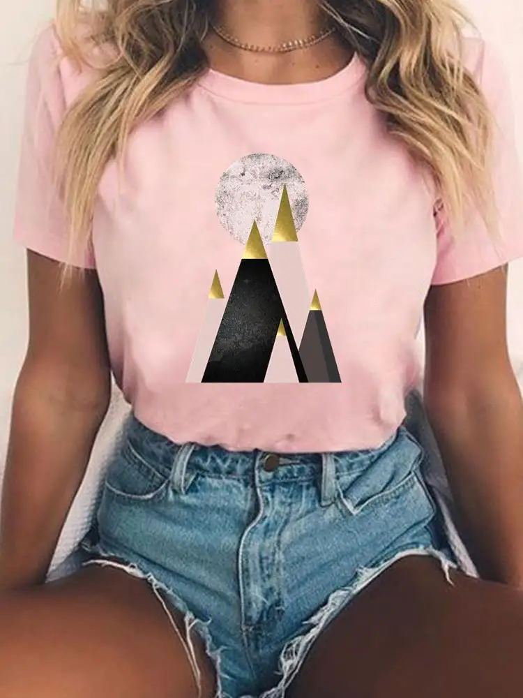 

Women Print T-shirts Ladies Fashion Clothing Geometric Trend 90s Graphic Tee Casual Female Short Sleeve T Clothes