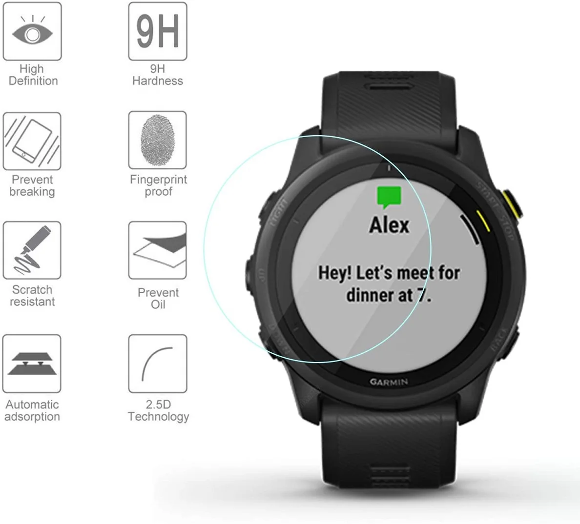 Garmin Forerunner745 Smartwatch Substituição de vidro temperado, película protetora, 3 pcs, 8pcs