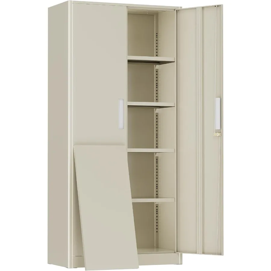 خزانة تخزين معدنية 72 خزانة تخزين جراج معدنية بقفل مع أبواب و4 أرفف قابلة للتعديل خزانة فولاذية قابلة للقفل لـ Ho #1