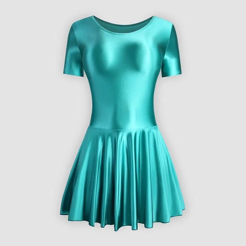 Sexy Women Pleated Yoga Mini Dress Bodycon Short Sleeve High Waist Sport Gym Dress