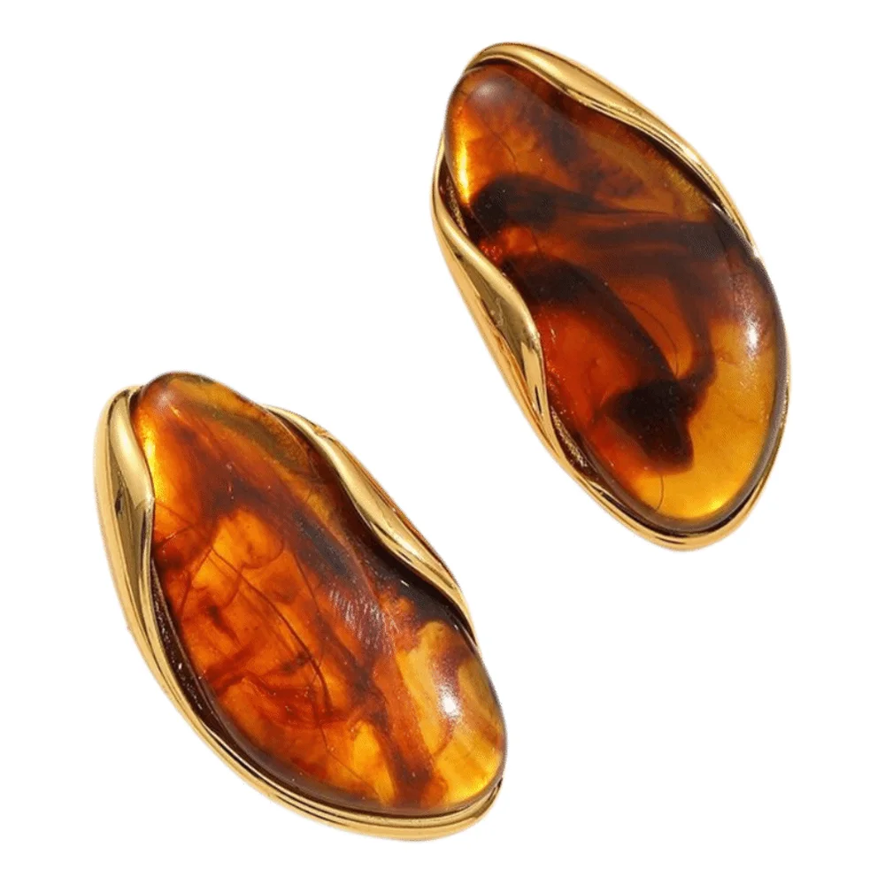 Stainless Steel Resin Amber Earrings Lightweight Translucent Chunky Hoop Earrings Hypoallergenic Acrylic Teardrop Earrings Gifts