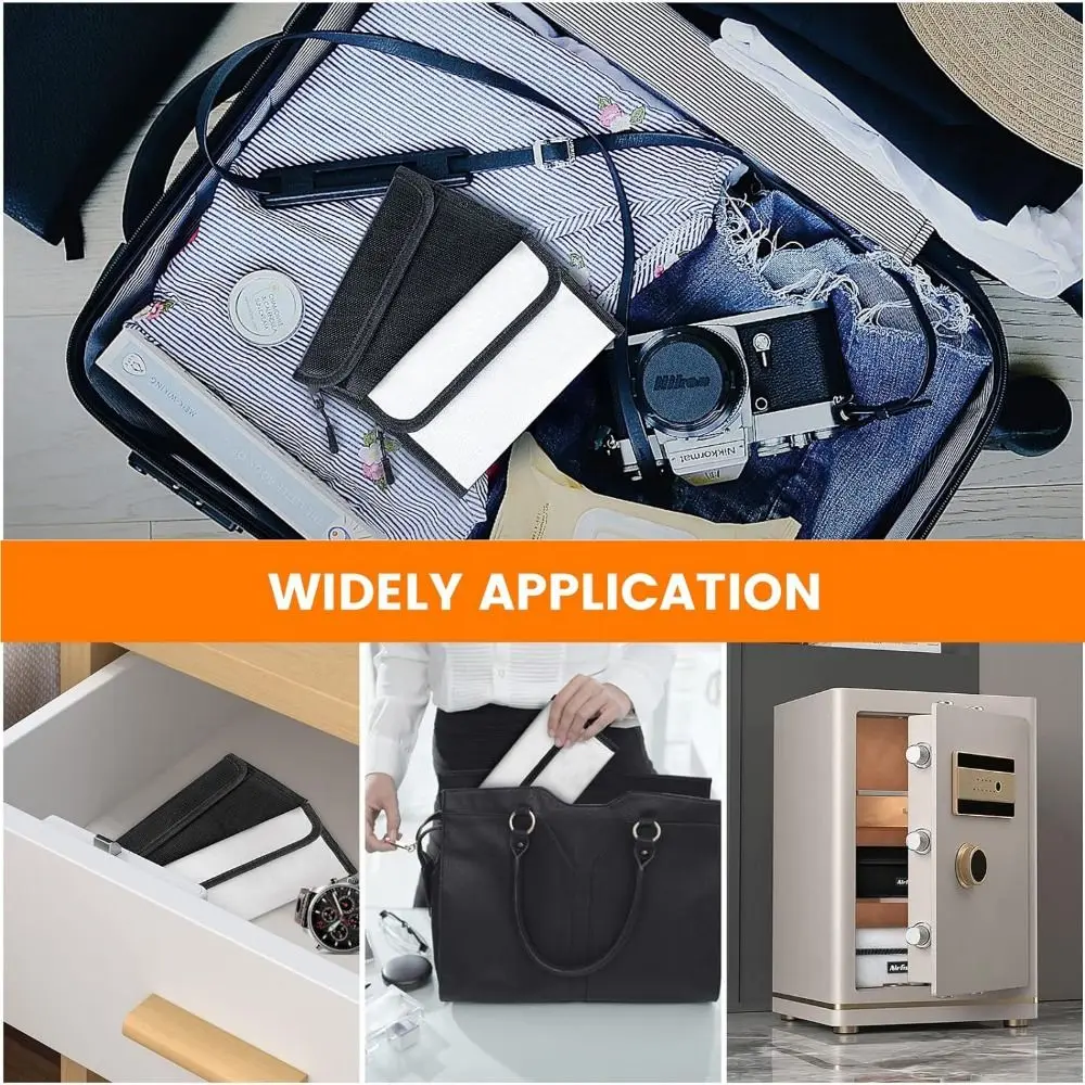 Zipper Closure Fireproof Document Bag Waterproof with Sticky Strip Fireproof Shielding Folder Space Saving Portable