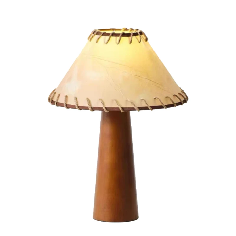 Vintage dark wood table lamp, retro book, wabi-sabi style, desk, bedroom, zen bedside