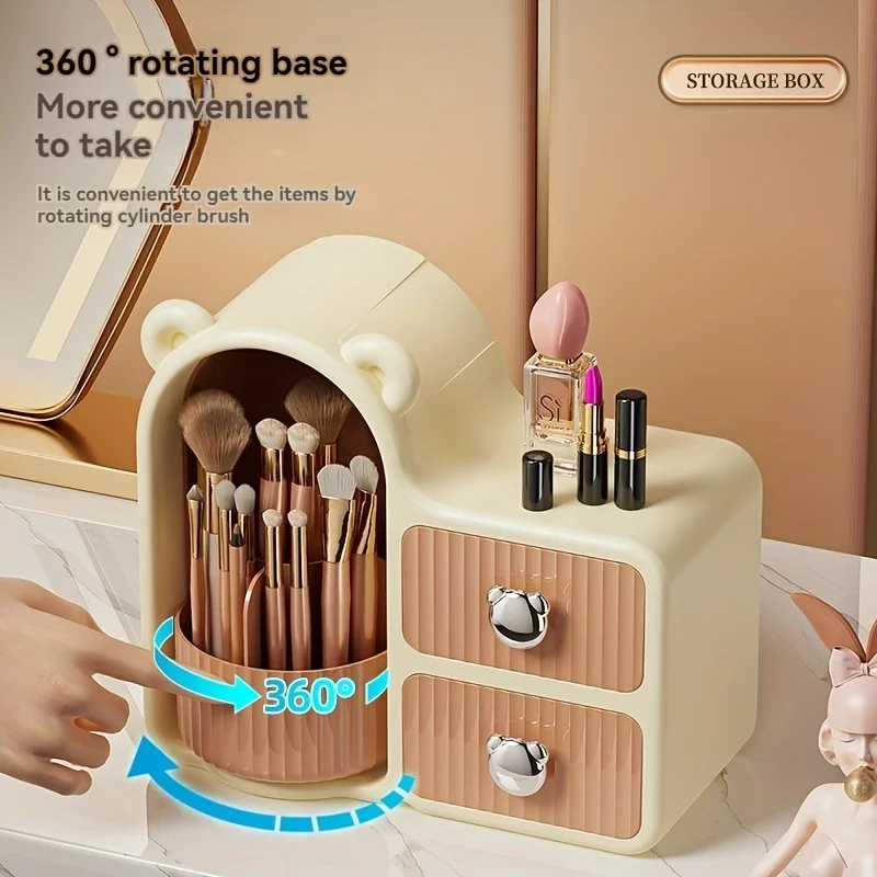 A Rotating Display Cabinet, 360 ° Multi-Level Cosmetics Storage Box, Plastic Desktop Organizer Box With Smooth Easily Accessible