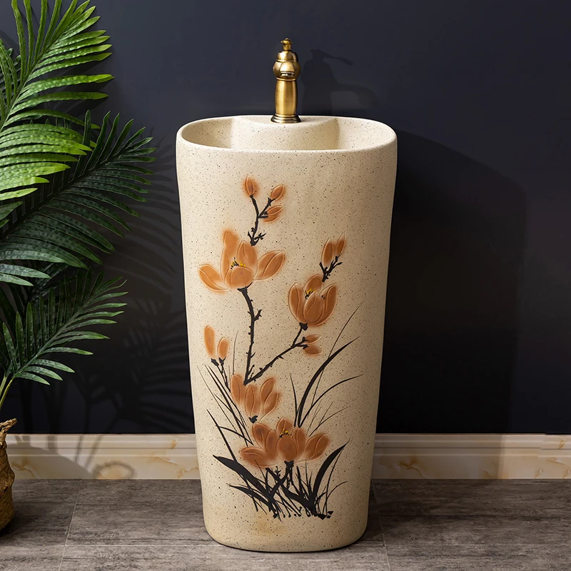 

Household balcony pillar washbasin ceramic integration