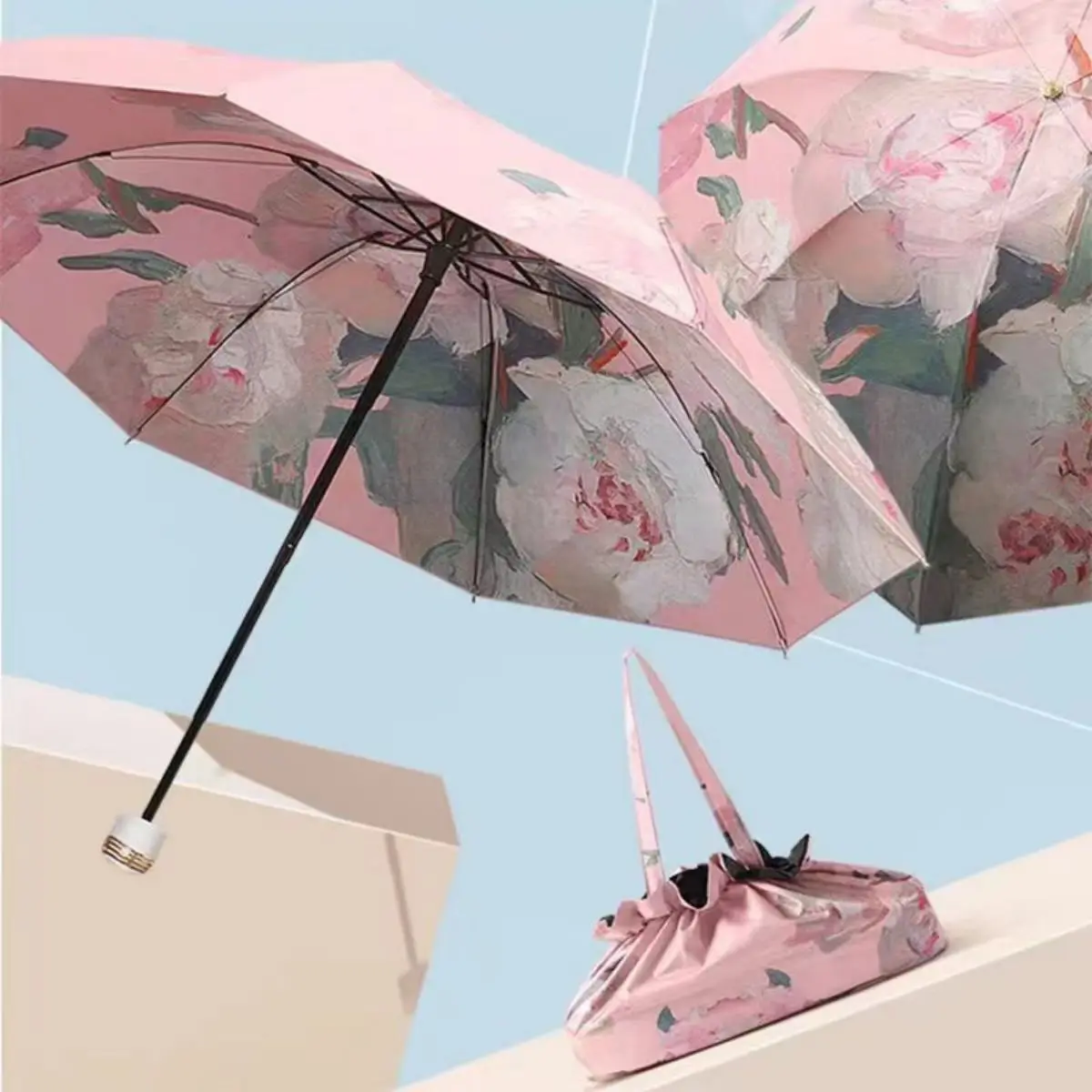 Double-layer Folding Sun Umbrella High-grade Sun Protection Umbrella Colored Glue Anti-ultraviolet Dual-use in Sunny and Rainy D