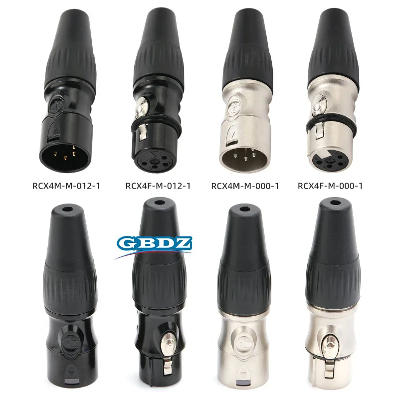 Four Core Black Gold-Plated XLR Male/Female Plug  RCX4F/RCX4M-M-012-1Connector Male/Female XLR Audio  Balanced Plug,YS1764BG