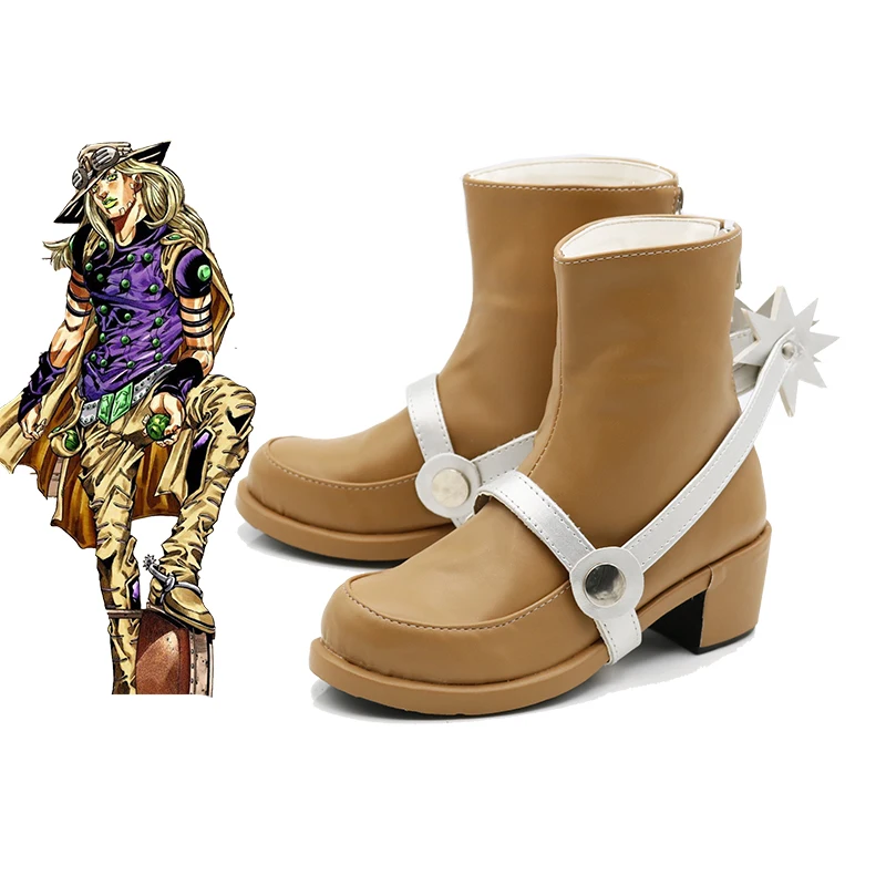 Chaussures de Cosplay Gyro Zeppeli, bottes marron mi-mollet, accessoires de Costume de fête de carnaval d'halloween pour adultes
