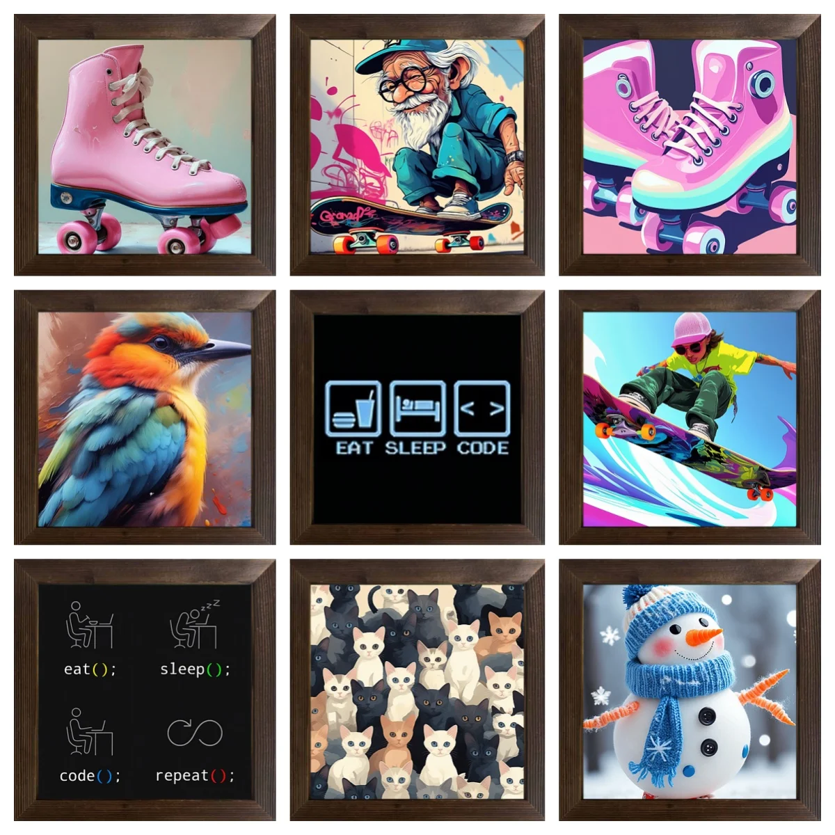 A cool cartoon flower case with a wooden frame and oil painting that can be used for home classroom festival decoration