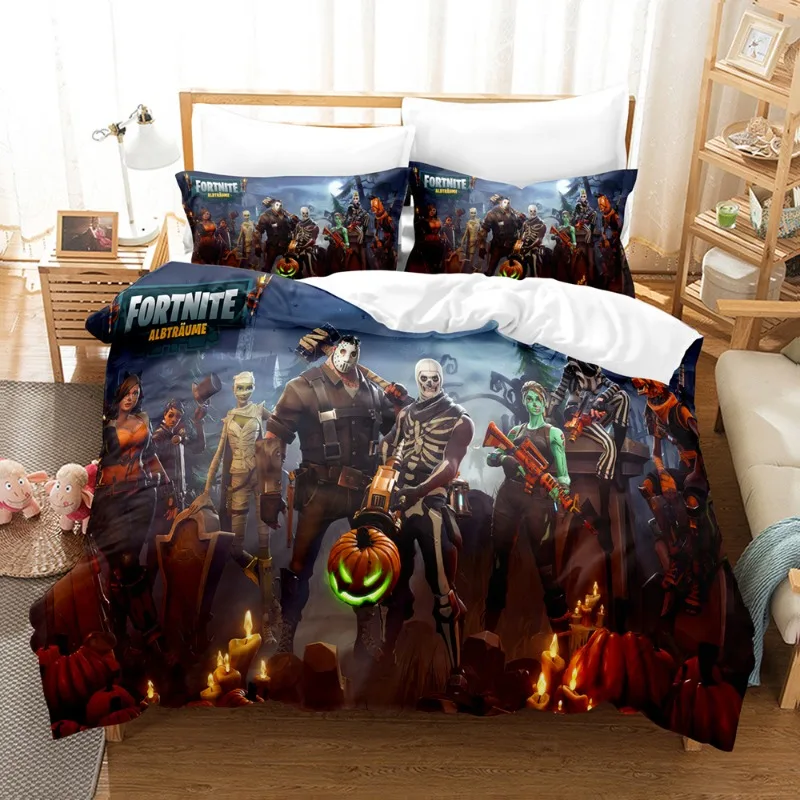 Fortnite Beddengoed Pak Dekbedovertrek 3D Gedrukt Slaapkamer Bed Cover Beddengoed 2/3pcs Anime Cartoon Kamer decoratie Kids Kerstcadeau