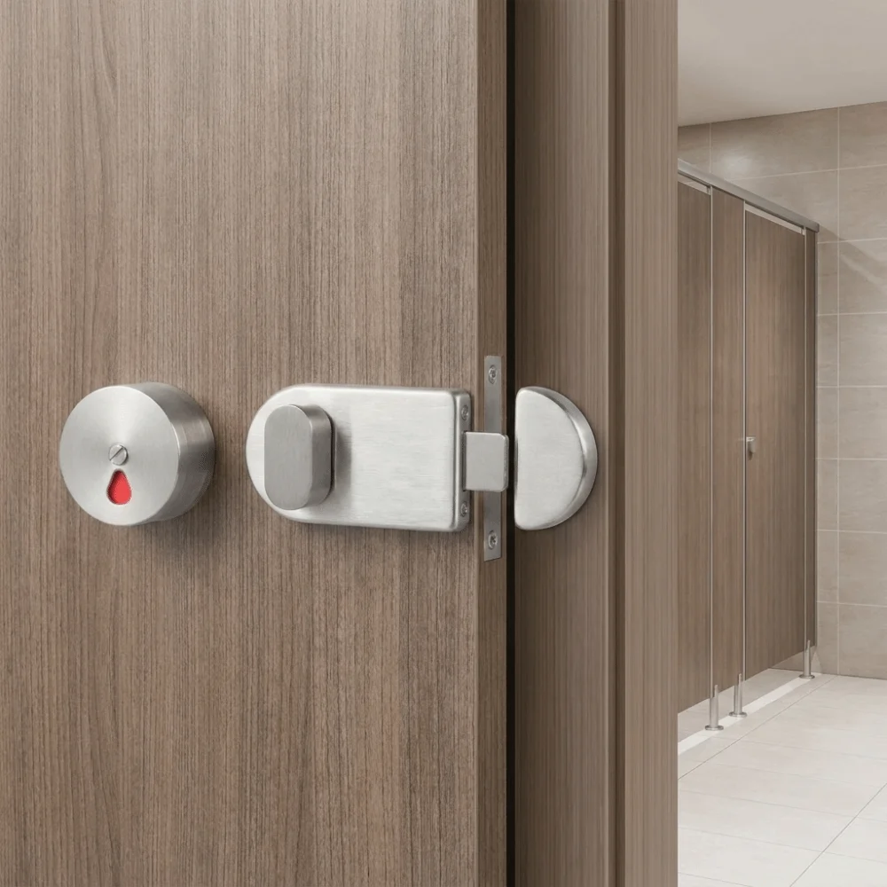 

304 Stainless Steel Indicator Bolt Lock Solid Structure Rust Resistance Toilet Partition Door Lock Flexible Operation