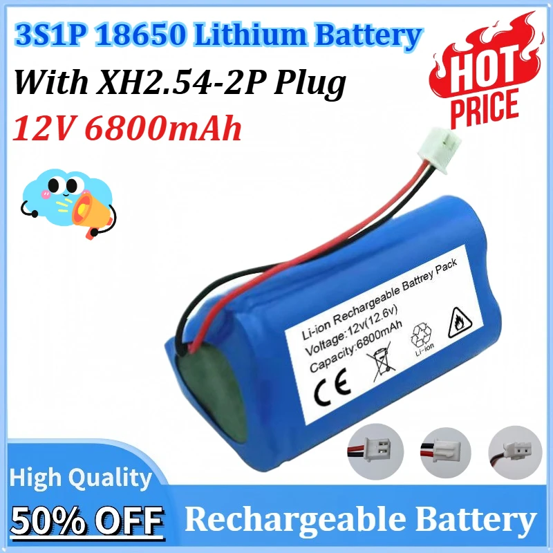 

Новый 12 В 6800 мАч 3S1P 18650 литий-ионный аккумулятор для камеры видеонаблюдения фасциальный пистолет с разъемом XH2.54-2P BMS