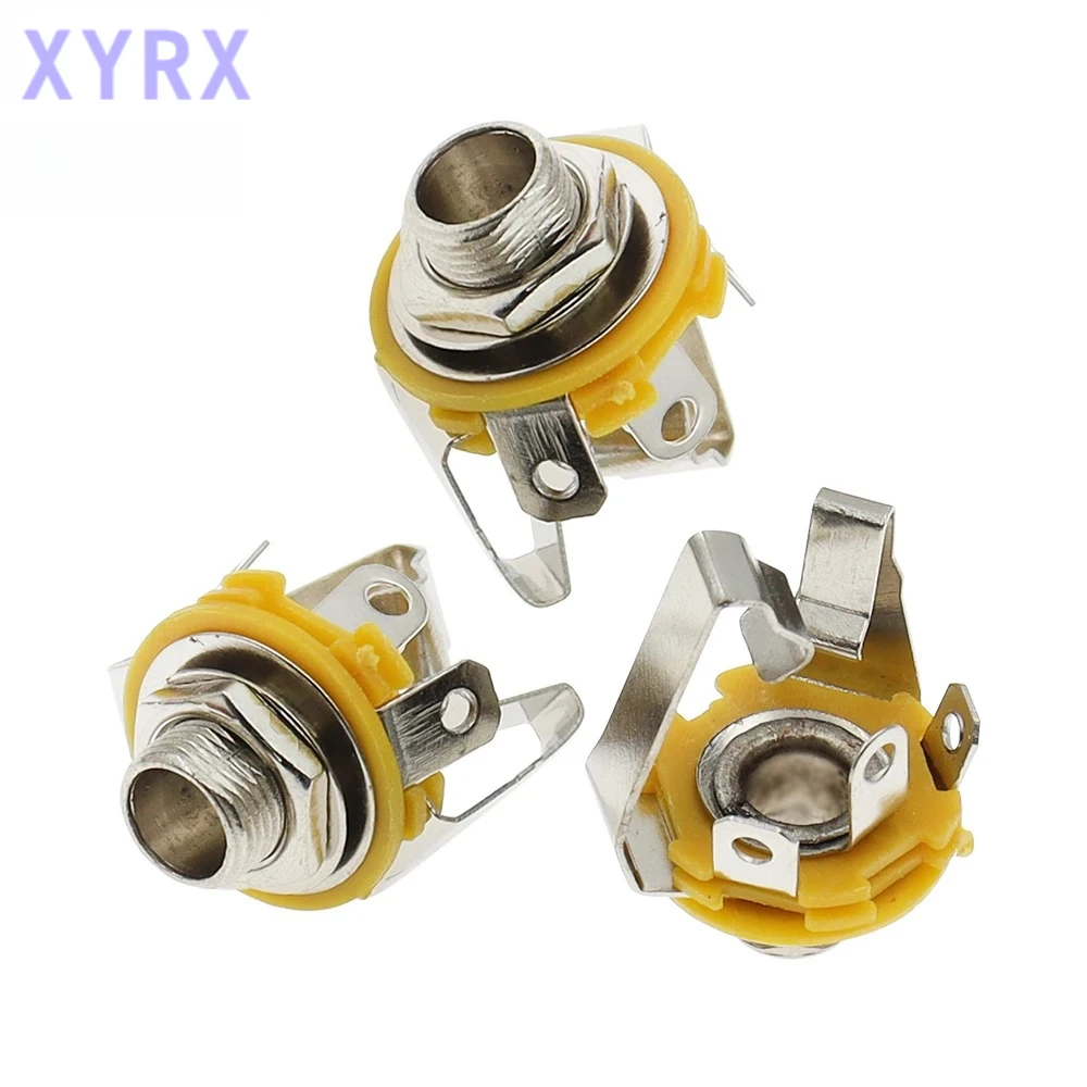 In spot 1/5PCS Nickel 6.35mm 1/4 Inch Mono TS Panel Chassis Mount Jack Audio Female Connector Solder