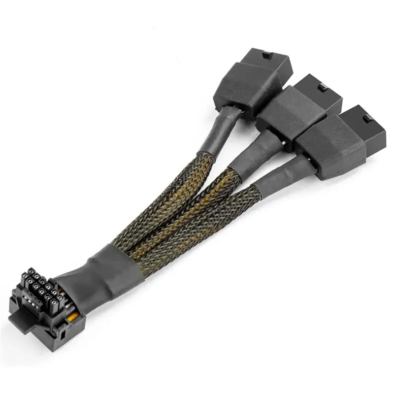 2X 16Pin GPU Cable To 3X 8 Pin Pcie Extension 16AWG PCIE 5.0 90 Degree Right Angle 16 Pin 12+4Pin Supply Adapter(Type B)