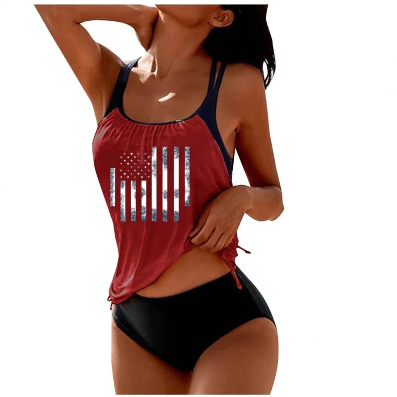 

2025 Two-Piece Swimsuit for Women, European and American Style Bikini, New Hot Version, Conservative High-Waisted Strap Cove