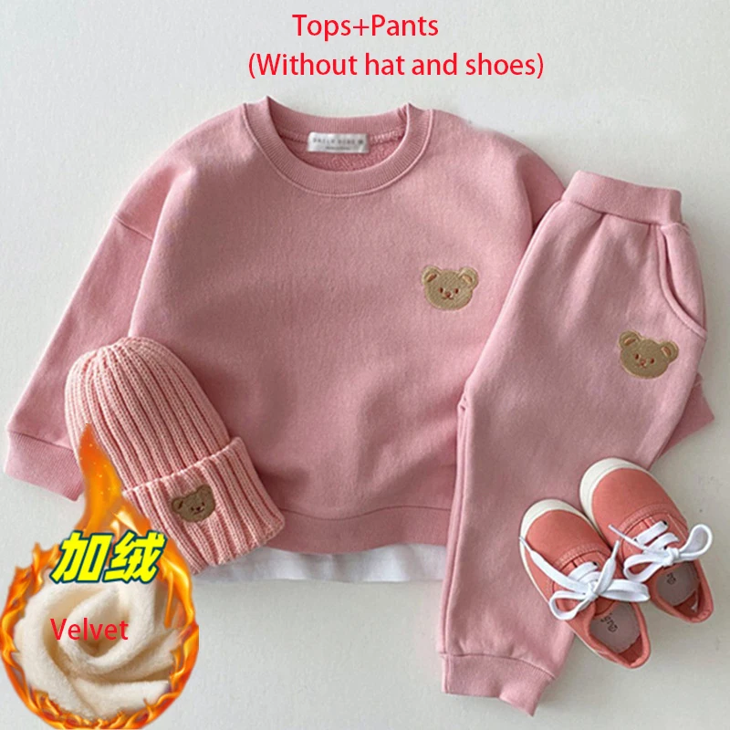 Fashion Toddler Baby Boys Girl Fall Clothes Sets Baby Girl Clothing Set Kids Sports Bear Sweatshirt Pants 2Pcs Suits Outfits