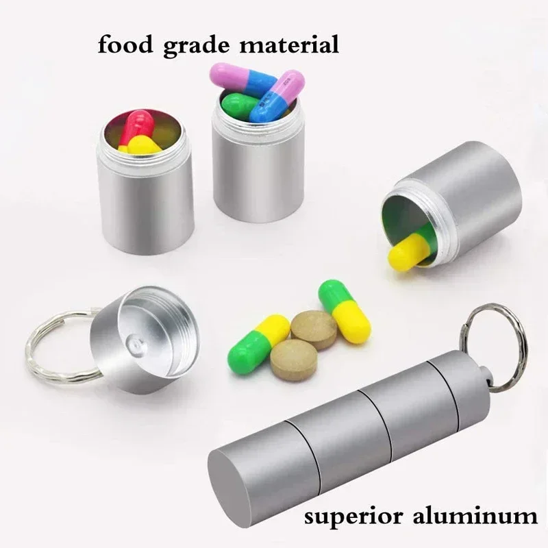 علبة صندوق حبوب منع الحمل المقاومة للماء من الألومنيوم الساخن الجديد، قرص منظم صغير محمول مختوم، حاوية تخزين زيوت فيتامين دواء السفر #3