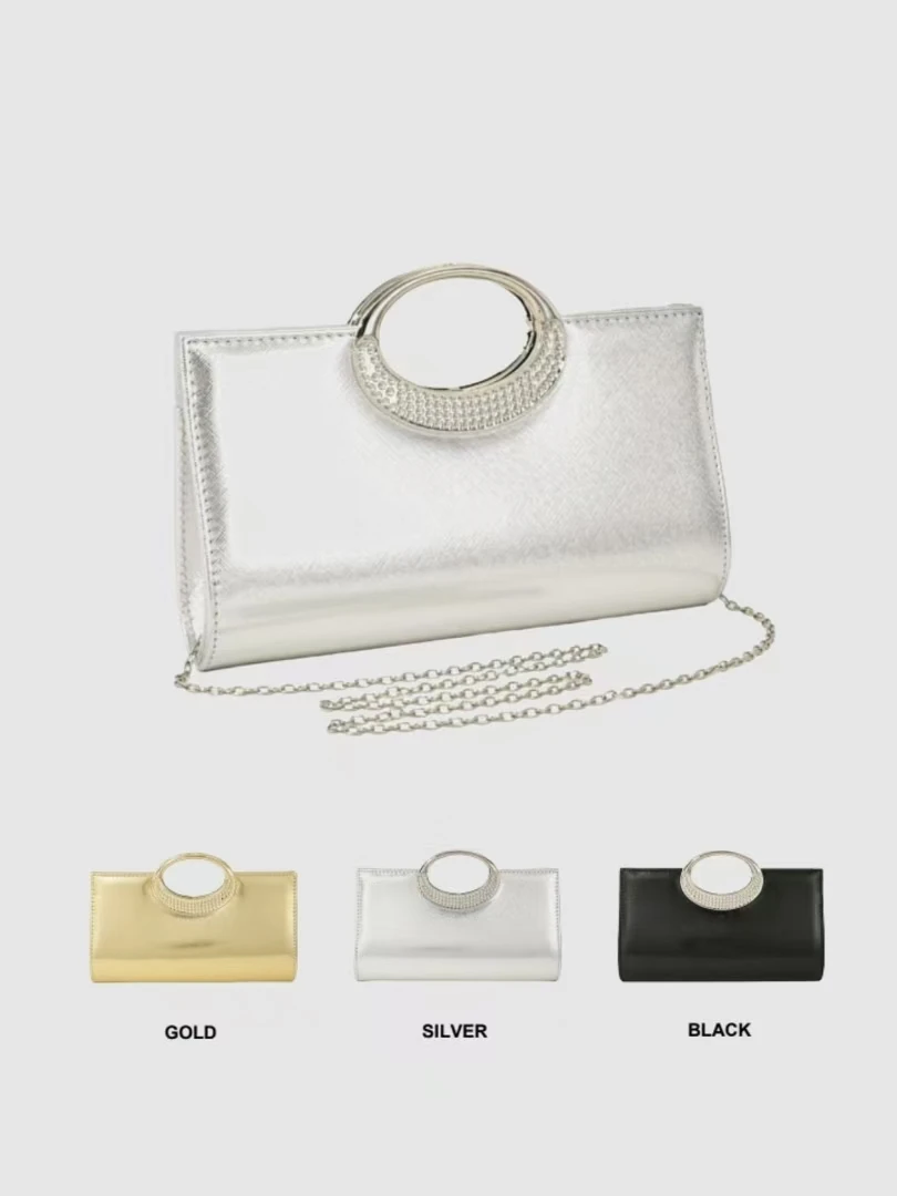 Women's Crystal Oval Handle Glitter Clutch for Women for Evening Occasions, Parties, Weddings, Cocktails, Proms, Etc