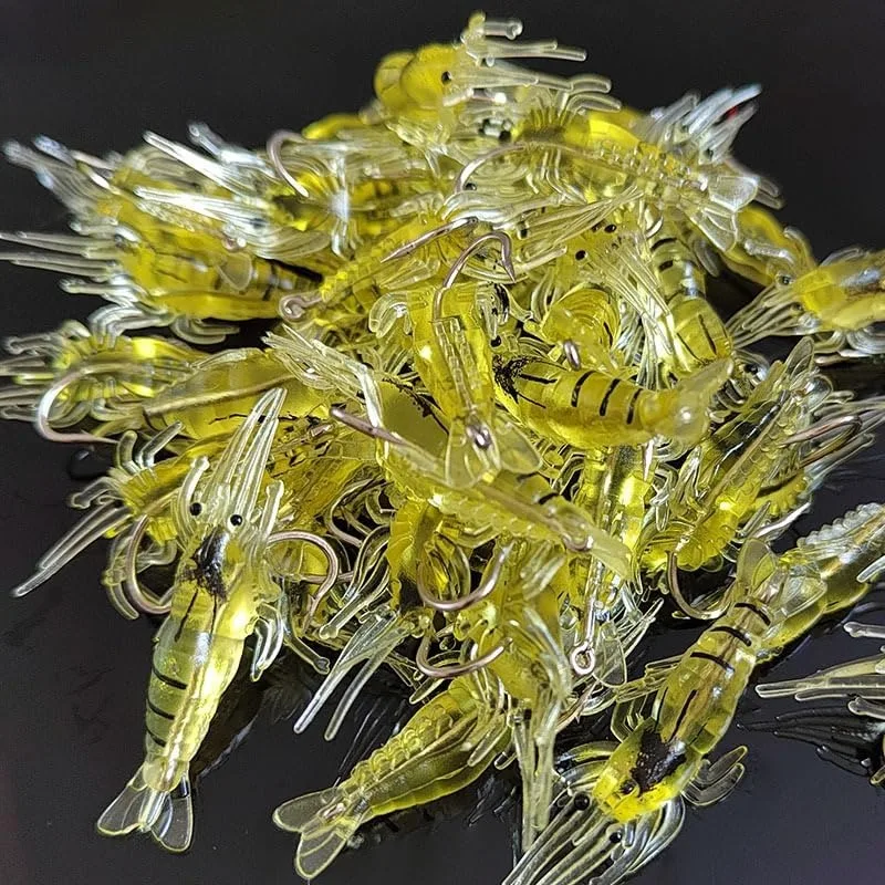Señuelo de pesca de camarón de plástico suave de 4 cm, simulación de camarón realista, para pesca en agua dulce y salada, 10/20 unidades