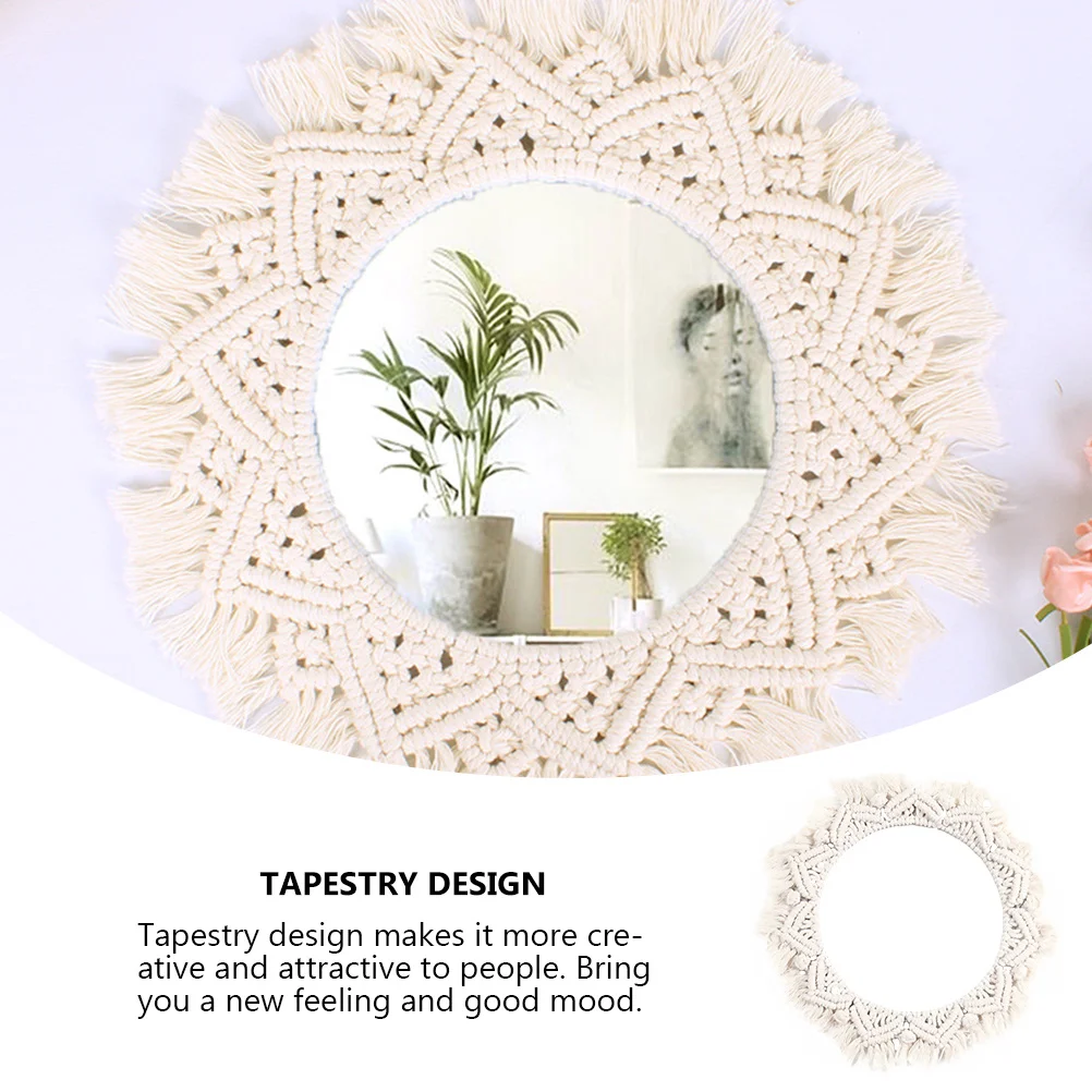 

Decorative Tapestry Mirror Wall Hanging Exquisite Craftsmanship for Bedroom Living Room Make Up Use Creative Interior Accent