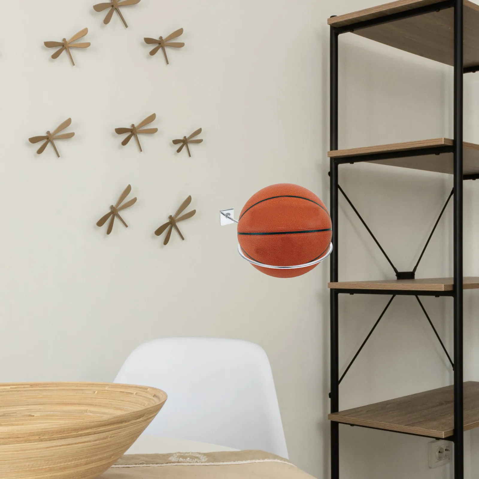 3Pcs Sturdy Iron Basketball Bracket Holder with Pre-Drilled Holes for Easy Mounting on Square Pipe Ball Showing Rack Supermarket